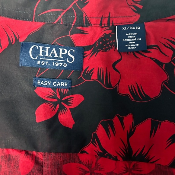 Chaps Easy Care Shirt Floral Hibiscus Tiki Hawaiian Button Front w/ Placket NWOT - Picture 12 of 16